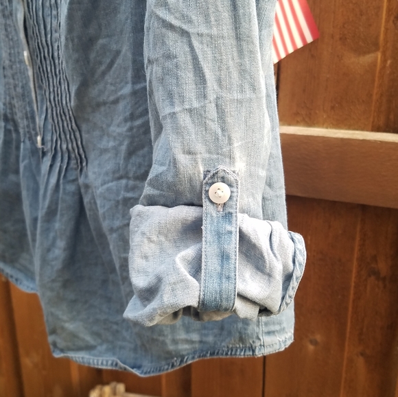 Jones New York Chambray Button Down Roll Sleeve M - Picture 6 of 6